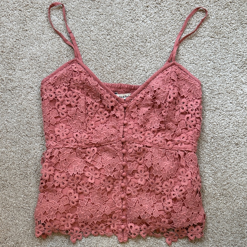 Abercrombie & Fitch Coral Lace Cami Top